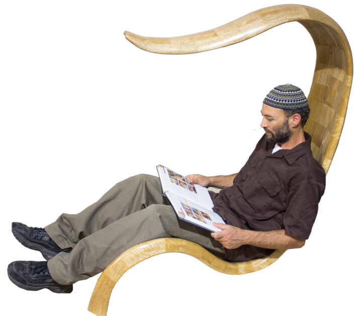 Sculpture titled "Bet Chair in Africa…" by Gabriel Bass, Original Artwork, Wood
