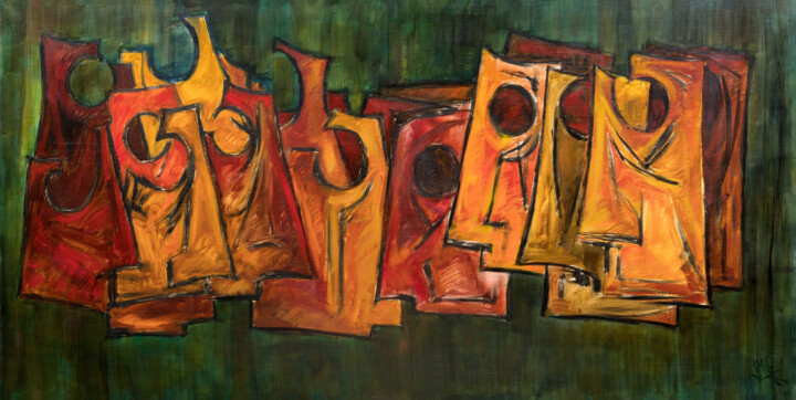 Rostros sin Rostro 11 - 4 绘画, 31.9x63.8 in