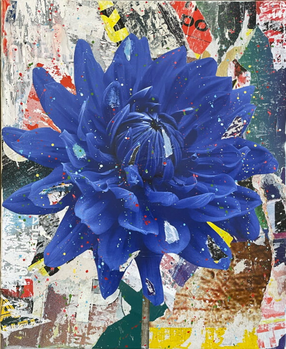 Dahlia bleu n°1 拼贴, 23.6x19.7 in