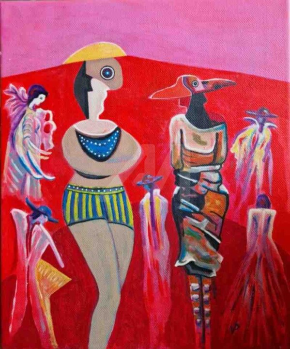 Schilderij getiteld "Masquerade" door Krisline, Origineel Kunstwerk, Acryl