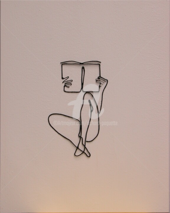 Sculpture intitulée "Le temps de la lect…" par Richard Paquette, Œuvre d'art originale, Métaux Monté sur Châssis en bois