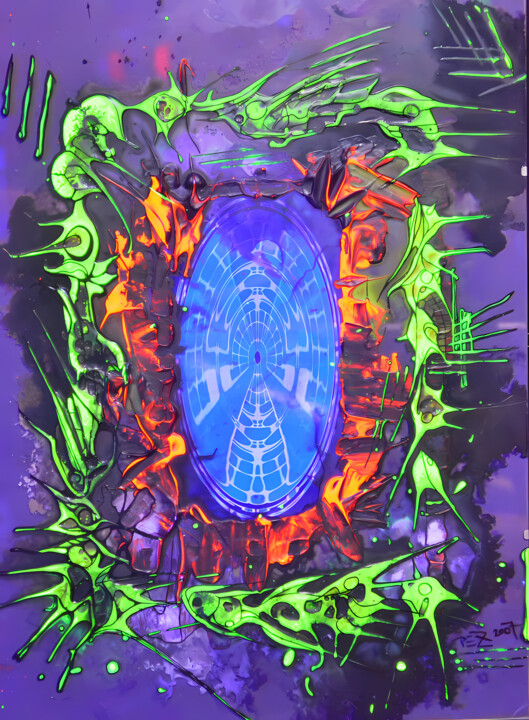 Malerei mit dem Titel "Welcome to the mach…" von Pez, Original-Kunstwerk, Acryl Auf Glas montiert