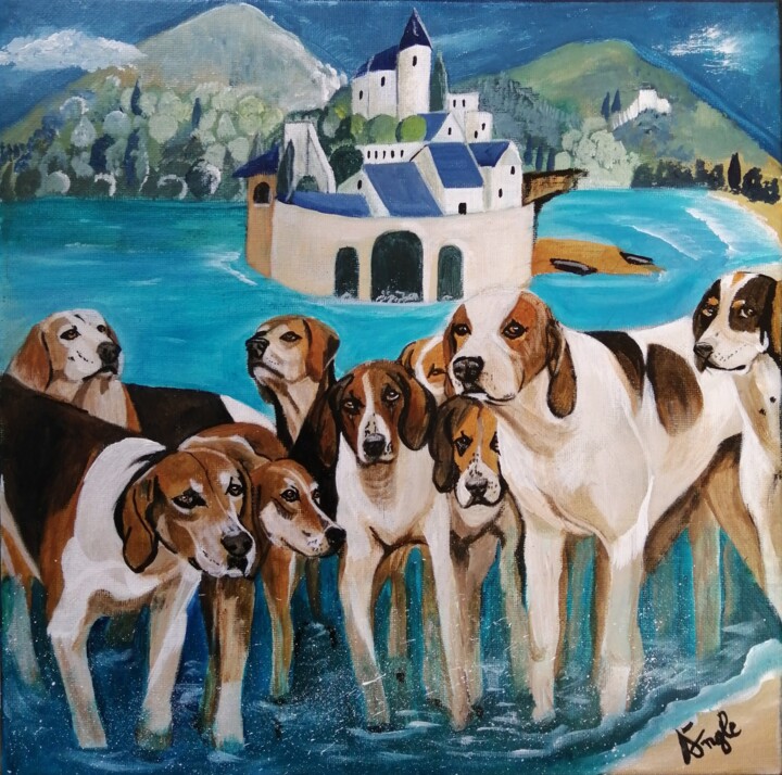 Les Hôtes 绘画, 11.8x11.8 in