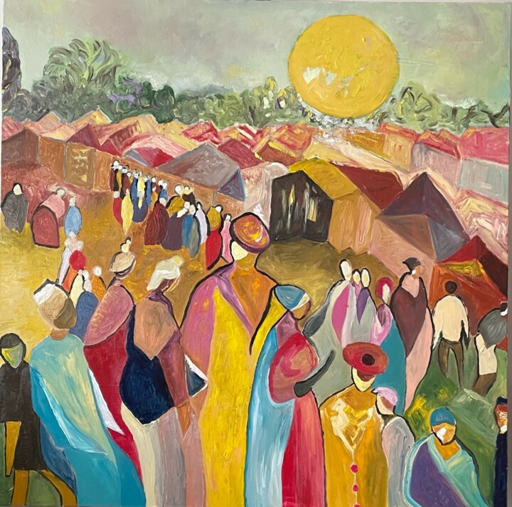 Pintura intitulada "En Choeur" por Frédéric Pierre Lemonnier Lemonnier, Obras de arte originais, Óleo Montado em Armação em…
