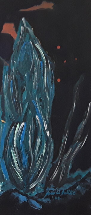 Painting titled "la nuit de cyprès" by Sven W. Dahlke, Original Artwork, Acrylic
