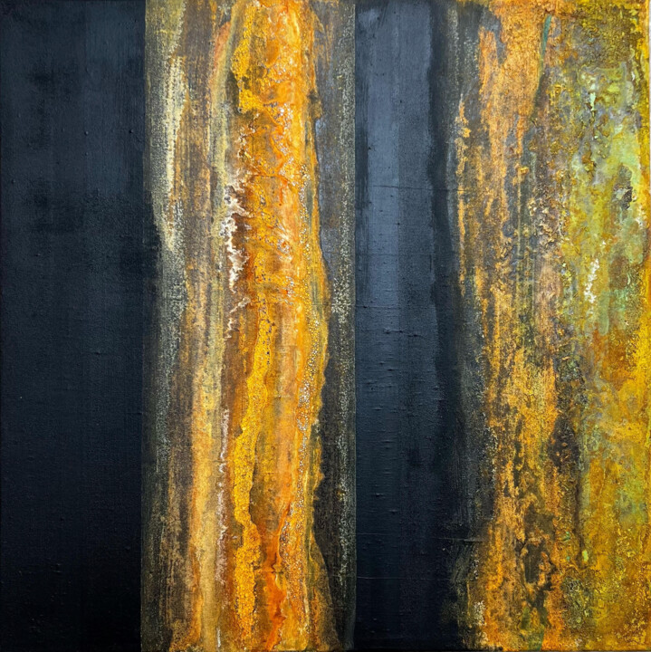 Painting titled "L'Écho de l’Érosion…" by Sergio Aranda, Original Artwork, Pigments Mounted on Wood Stretcher frame