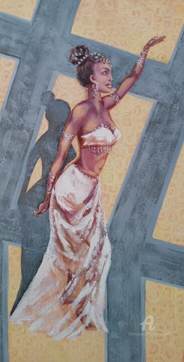 Oriental dance painting.Oriental dance art. 绘画, 25.6x13.8 in