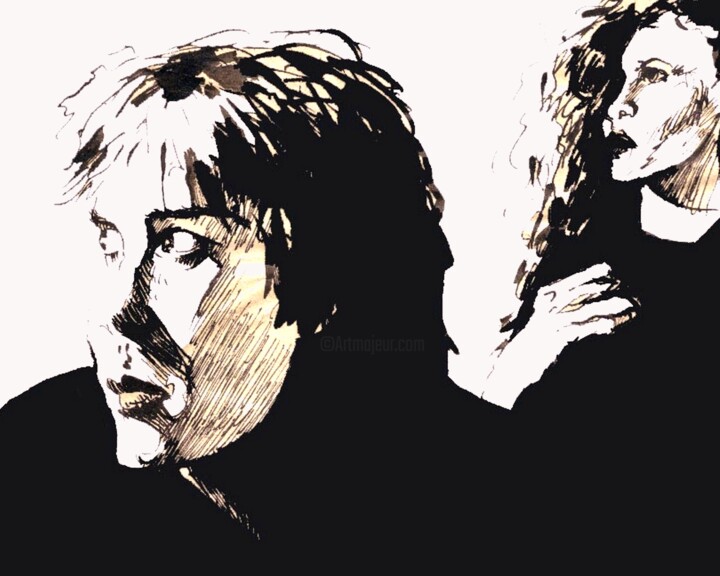 Dessin intitulée "Theater actors in H…" par Corinne Courlet, Œuvre d'art originale, Encre