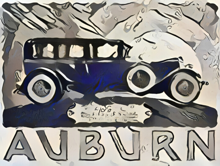 Blue Vintage Car 数字艺术