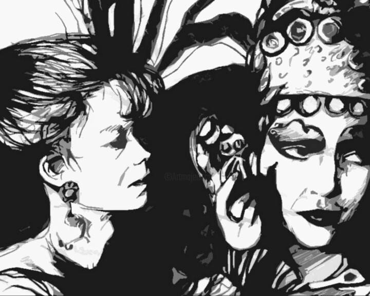 Dessin intitulée "Theater actors in H…" par Corinne Courlet, Œuvre d'art originale, Encre