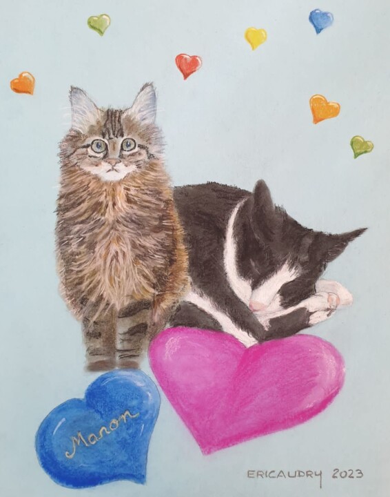 Les petits chats de Manon 图画, 11.7x8.3 in