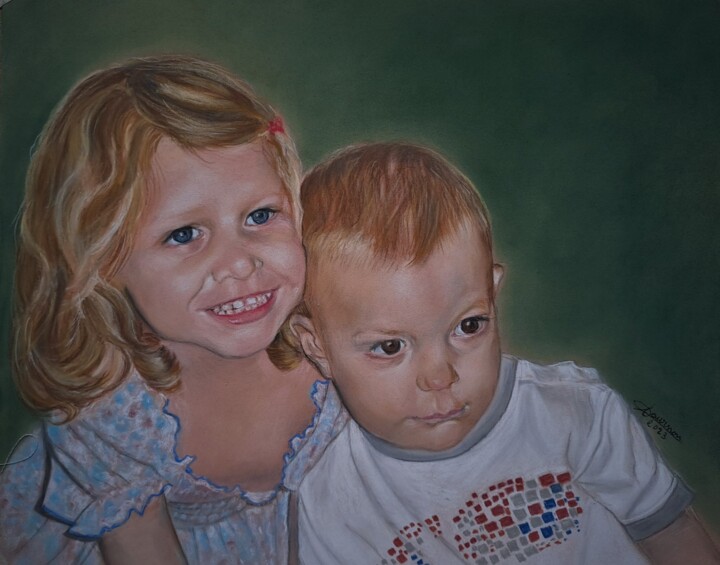 Frère et soeur 绘画, 9.5x11.8 in