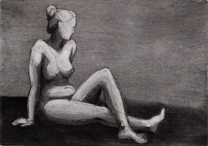 Sitting woman 印花与版画, 7.9x11.2 in