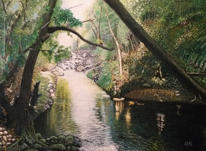Painting titled "Cascades Délices op…" by Ami, Original Artwork, Oil