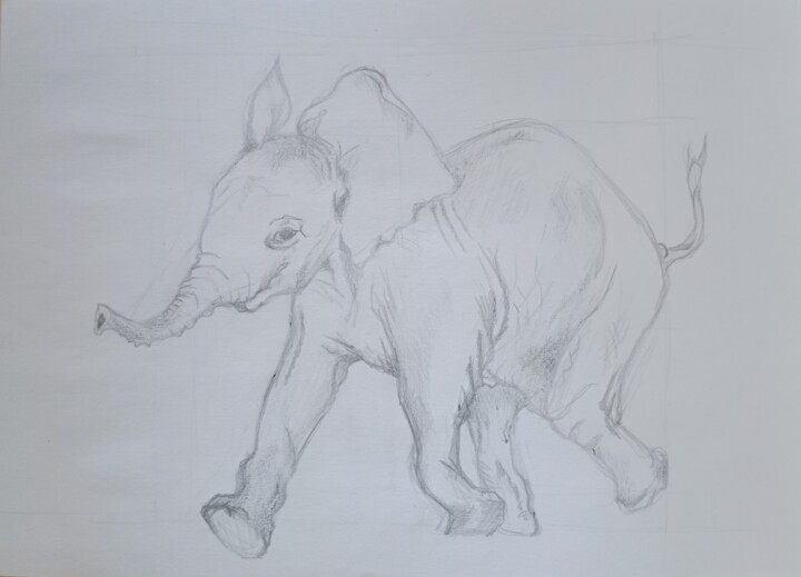baby elephant 图画, 7.9x11.4 in
