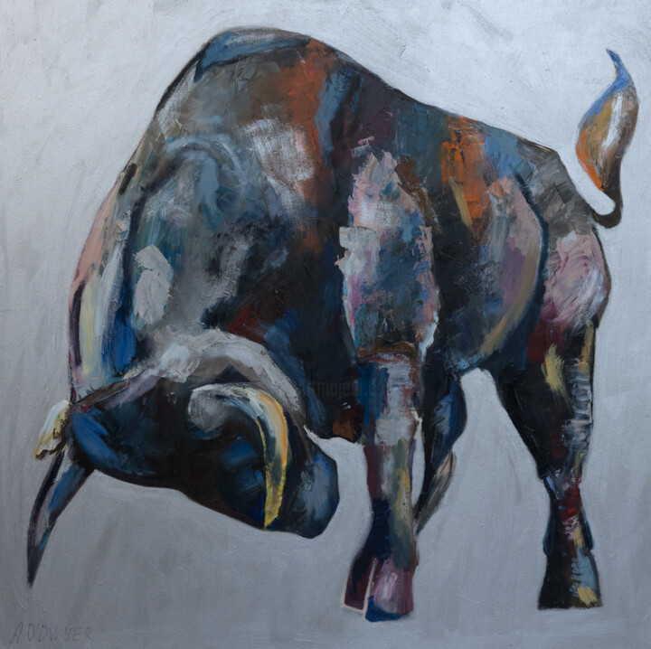 Картина под названием "Bull abstract anima…" - Alina Odwyer, Подлинное произведение искусства, Масло