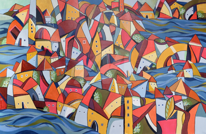 The Fishing Village 绘画, 27.6x43.3 in