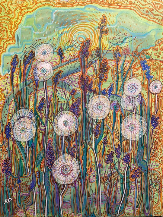 Original painting "Dandelions” Pittura, 30x24 in