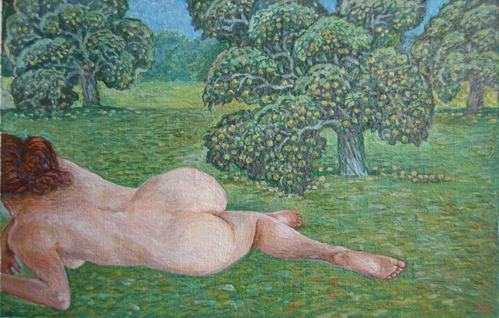 In the garden 绘画, 4.2x6.6 in
