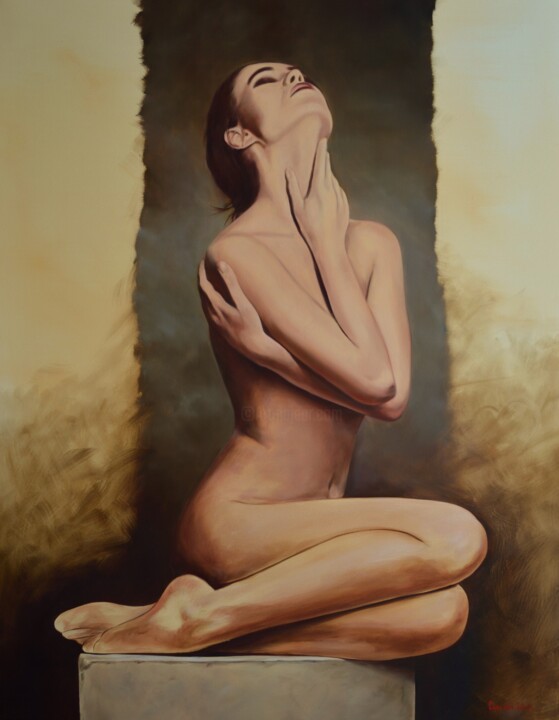 Painting titled "Pygmalion" by Istvan Cene Gal, Original Artwork, Oil Mounted on Wood Stretcher frame