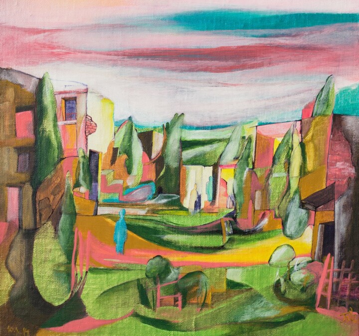 Pittura intitolato "The blush of dawn" da Sentio O.M.T., Opera d'arte originale, Acrilico Montato su Cartone