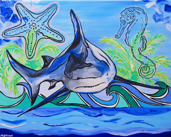 The Shark 绘画, 15.8x19.7 in