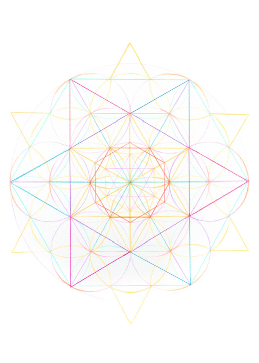 Fleur de vie - multicolor 图画, 27.6x19.7 in