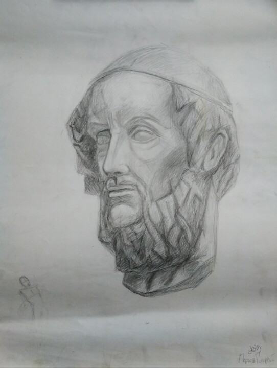 Портрет Гипсовая голова 90-е 绘画, 23.2x16.5 in