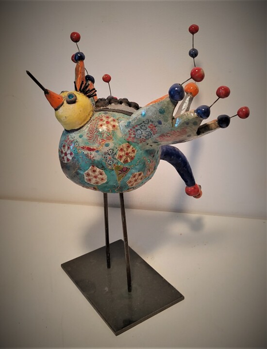oiseau vert transfert 雕塑, 10.6x8.7 in