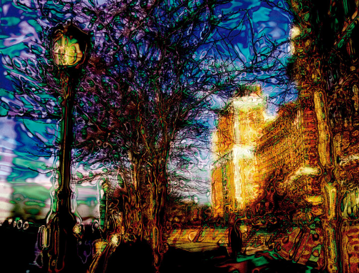 Farol al amanecer/XL large original artwork Dijital Sanat, 59x78,5 in