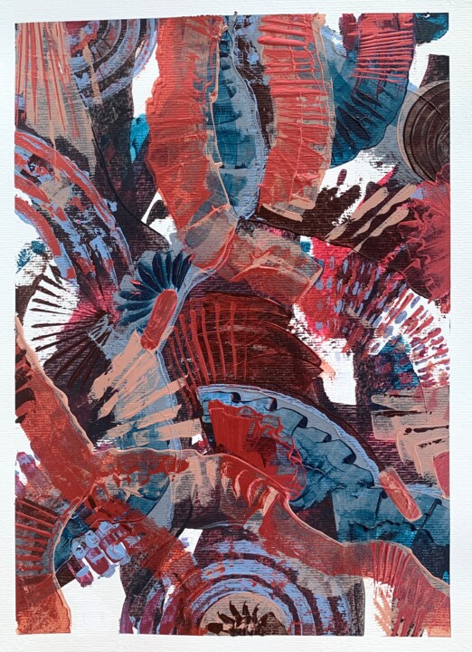 Wheel of history and plans for life reflections 绘画, 14.6x10.2 in
