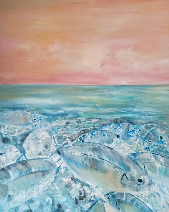 Painting titled "ПОДВОДЕН СВЯТ" by Anna Mytavska (Cabrerra), Original Artwork, Oil