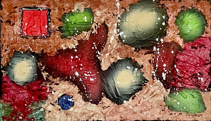 Carré rouge 2 绘画, 10.6x18.1 in