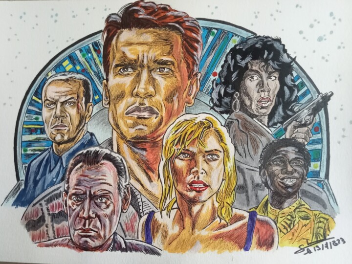 Illustration du film Total Recall réalisé aux crayons, feutr 图画, 11.7x16.5 in