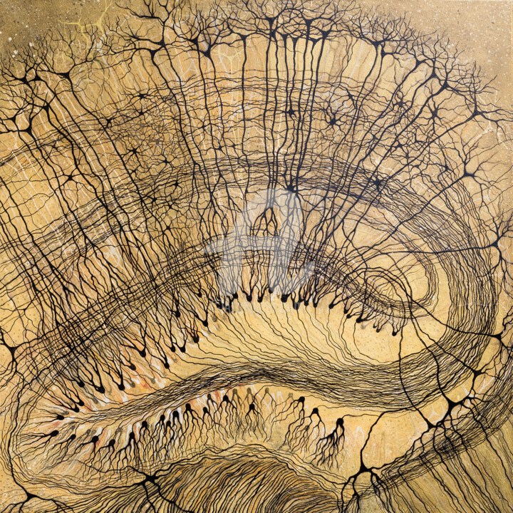 Golden Hippocampus VIII 绘画, 39.4x39.4 in