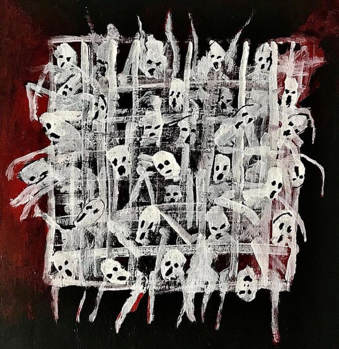 Painting titled "Ghosts in a cage" by Vaxo Lang, Original Artwork, Acrylic