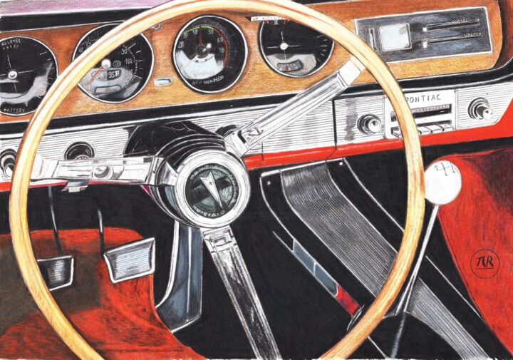 Au volant d'une Pontiac GTO. 图画, 11x15.8 in