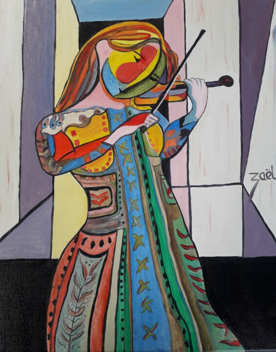 LA VIOLONISTE 绘画, 18.1x15 in
