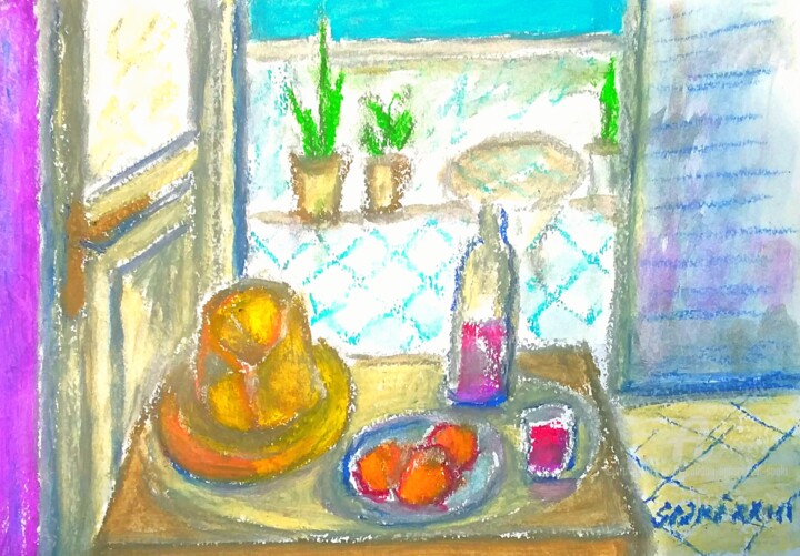 绘画 标题为“Le petit interiere…” 由Slobodan Spasojevic (Spaki), 原创艺术品, 粉彩