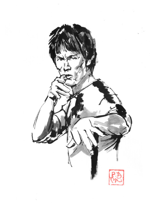 bruce lee en garde 图画, 15.8x11.8 in
