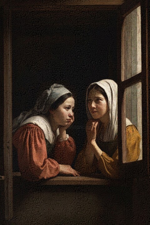 Two Women at a Window : Renaissance Art 数字艺术