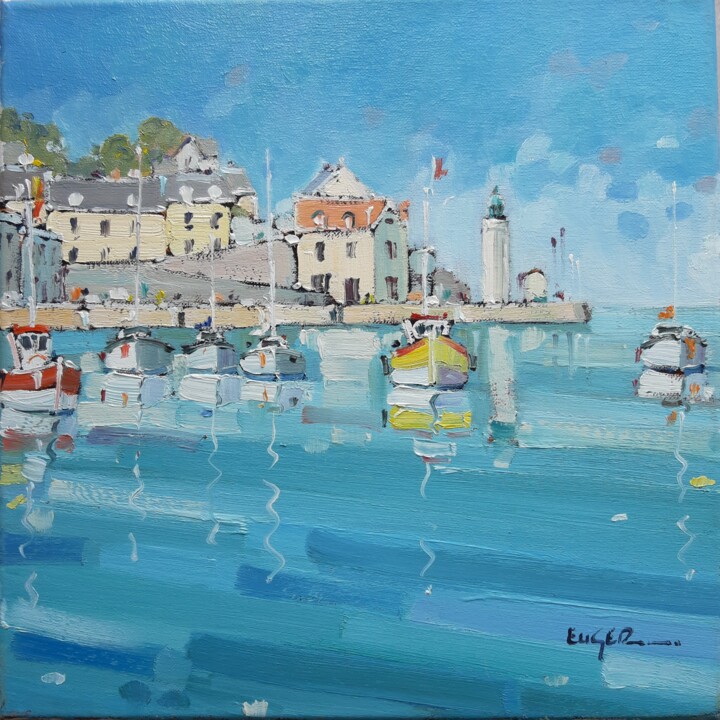 Painting titled "Port de Sauzon,  Be…" by Philippe Euger, Original Artwork, Oil