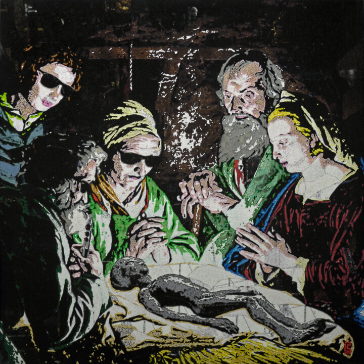 L'adoration de Roswell 绘画, 23.6x23.6 in