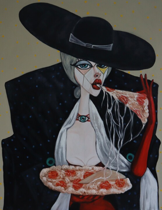 Queen of Pizza 绘画, 53.2x41.3 in