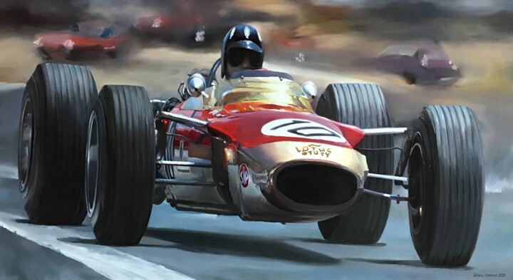 Graham Hill (car) 2 绘画, 23.6x43.3 in