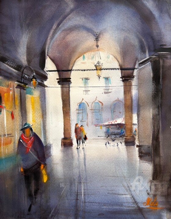 제목이 "STREET IN VENICE"인 미술작품 Mkate로, 원작, 수채화