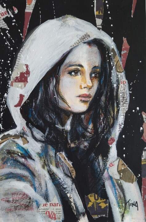 Dame à la capuche 图画, 16.5x11.7 in