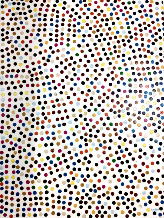 Painting titled "DOTS DOTS AND DOTS-2" by Anandswaroop Manchiraju, Original Artwork, Acrylic