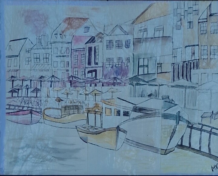 Painting titled "Bits and pieces" by Maria Nasr, Original Artwork, Watercolor