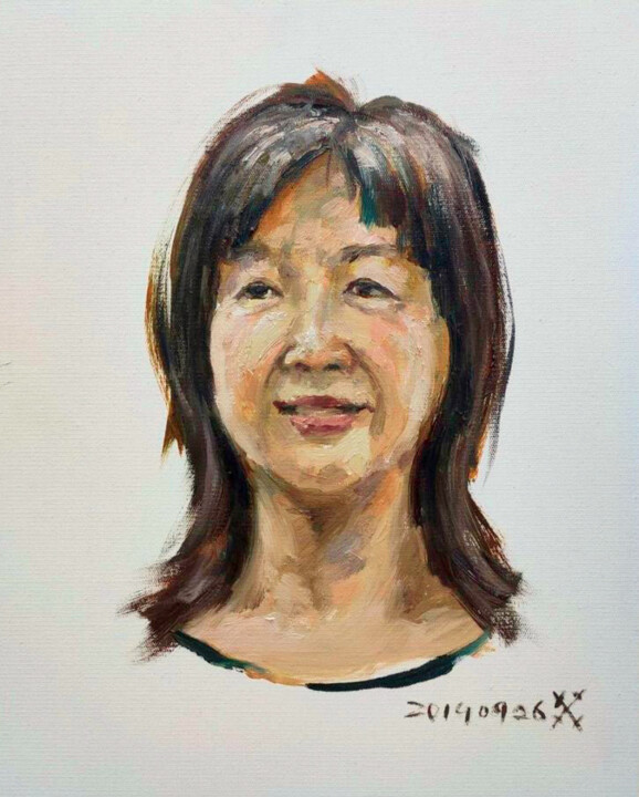 Painting titled "刘女士肖像速写" by Dong Kui, Original Artwork, Oil